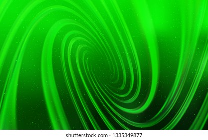 Light Green vector background with astronomical stars. Space stars on blurred abstract background with gradient. Pattern for futuristic ad, booklets.