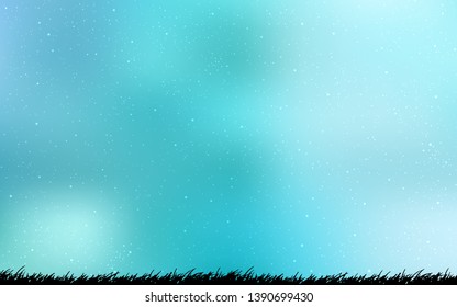 Hellgrüner Vektorhintergrund mit astronomischen Sternen. Unscharfes dekoratives Design im einfachen Stil mit Galaxie-Sternen. Vorlage für kosmische Hintergründe.