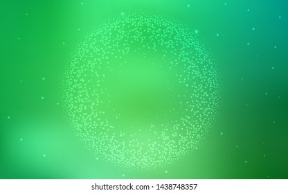 Light Green vector background with astronomical stars. Space stars on blurred abstract background with gradient. Smart design for your business advert.