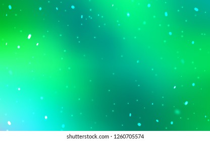 Light Green vector background with beautiful snowflakes. Glitter abstract illustration with crystals of ice. New year design for poster, banner.