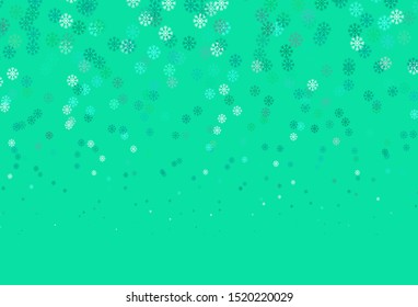 Light Green vector background with beautiful snowflakes. Shining colorful illustration with snow in christmas style. Pattern for new year websites.