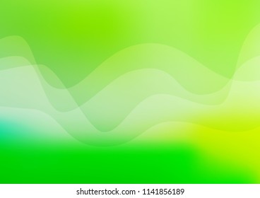 Light Green vector background with bent ribbons. A sample with blurred bubble shapes. New composition for your brand book.