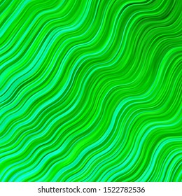 Light Green vector background with bent lines. Colorful illustration in circular style with lines. Template for cellphones.