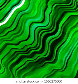 Light Green vector background with bent lines. Colorful abstract illustration with gradient curves. Pattern for websites, landing pages.