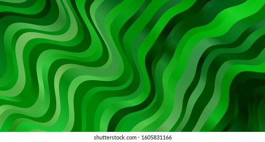 Light Green vector background with bent lines. Abstract illustration with gradient bows. Pattern for booklets, leaflets.