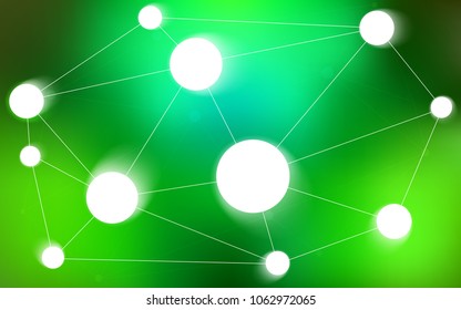 Light Green vector background with bubbles, lines. Abstract illustration with colorful discs and triangles. Pattern can be used as texture of wallpapers.