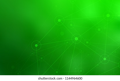 Light Green vector background with bubbles, lines. Glitter abstract illustration with connection of triangle structure. Beautiful design for your business advert.