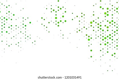 Light Green vector background with bubbles. Blurred bubbles on abstract backdrop with colorful gradient. Pattern of water, rain drops.