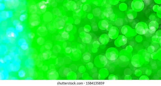 Light Green vector background with bubbles. Colorful illustration with gradient dots in nature style. Pattern for websites.