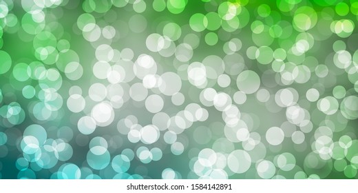 Light Green vector background with bubbles. Glitter abstract illustration with colorful drops. Design for posters, banners.