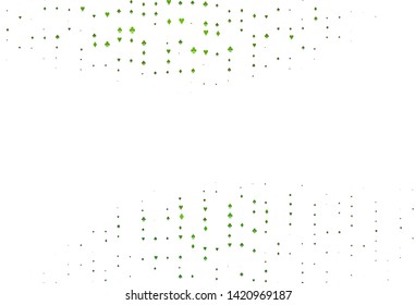 Light Green vector background with cards signs. Illustration with set of hearts, spades, clubs, diamonds. Template for business cards of casinos.