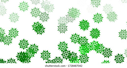 Light green vector background with christmas snowflakes. Gradient colorful illustration with snow elements in xmas style. New year websites pattern.