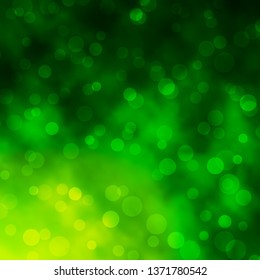 Light Green vector background with circles. Abstract decorative design in gradient style with bubbles. Pattern for wallpapers, curtains.