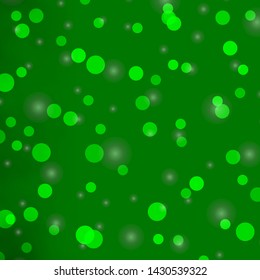 Light Green vector background with circles, stars. Illustration with set of colorful abstract spheres, stars. Pattern for booklets, leaflets.