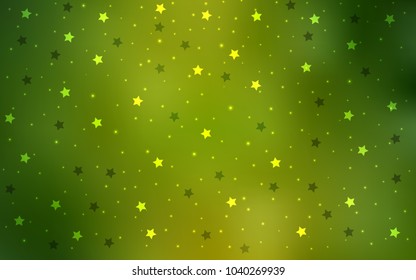 Light Green vector background with colored stars. Modern geometrical abstract illustration with stars. The pattern can be used for wrapping gifts.