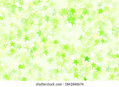 Light Green vector background with colored stars. Modern geometrical abstract illustration with stars. Pattern for astronomy websites.