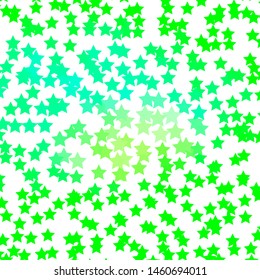 Light Green vector background with colorful stars. Blur decorative design in simple style with stars. Pattern for new year ad, booklets.