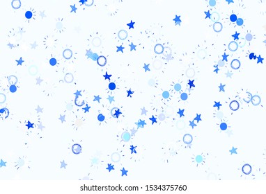 Light Green vector background with colorful stars, suns. Stars, suns on blurred abstract background with gradient. Pattern for astronomy websites.