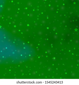Light Green vector background with colorful stars. Blur decorative design in simple style with stars. Design for your business promotion.