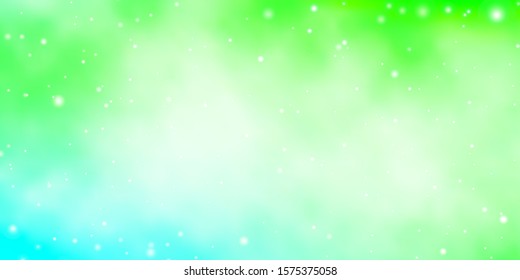 Light Green vector background with colorful stars. Shining colorful illustration with small and big stars. Design for your business promotion.