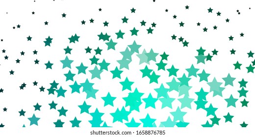 Light Green vector background with colorful stars. Modern geometric abstract illustration with stars. Pattern for websites, landing pages.