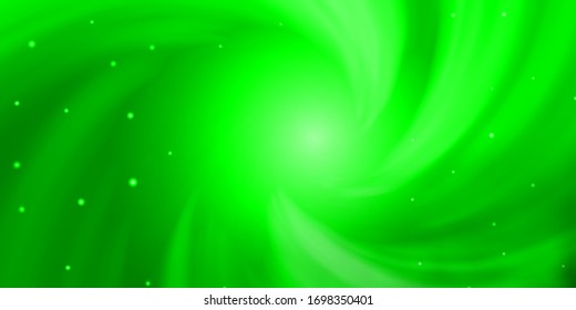 Hellgrüner Hintergrund der Vektorillustration mit bunten Sternen. Dekorative Illustration mit Sternen auf abstrakter Vorlage. Thema für Handys.
