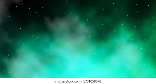 Fondo vectorial verde claro con estrellas coloridas. Ilustración colorida en estilo abstracto con estrellas degradadas. Patrón para envolver regalos.