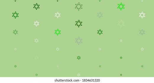 Light Green vector background with covid-19 symbols. Colorful abstract illustration with gradient medical shapes. Design for biohazard warning.