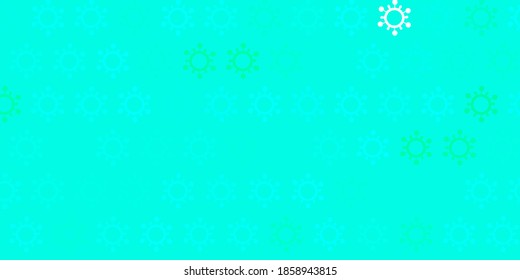 Light green vector background with covid-19 symbols. Simple design in abstract style with infection forms. Simple design against epidemic information.