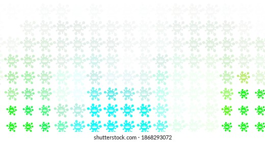 Light Green vector background with covid-19 symbols. Abstract illustration with biological gradient shapes. Best design for quarantine events.