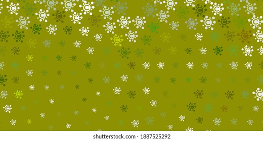 Light Green vector background with covid-19 symbols. Smart illustration with covid signs in decorative style. Best design for quarantine events.