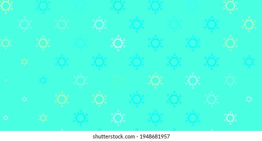 Light green vector background with covid-19 symbols. Smart illustration with covid signs in decorative style. Best design for quarantine events.