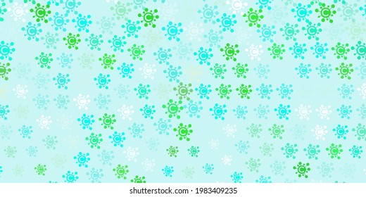 Light Green vector background with covid-19 symbols. Smart illustration with covid signs in decorative style. Simple design against epidemic information.