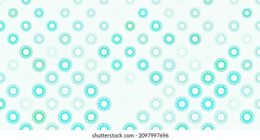 Light green vector background with covid-19 symbols. Smart illustration with covid signs in decorative style. Simple design against epidemic information.