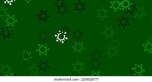 Light green vector background with covid-19 symbols. Colorful  gradient illness symbols in simple abstract style. Simple drawing against danger fever.