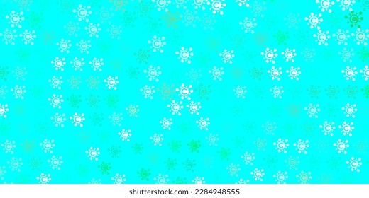 Light Green vector background with covid-19 symbols. Simple design in abstract style with infection forms. Best design for quarantine events.
