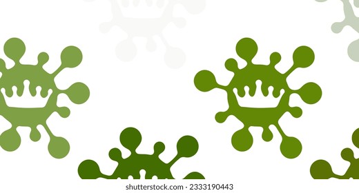 Light green vector background with covid-19 symbols. Smart illustration with covid signs in decorative style. Best design for quarantine events.