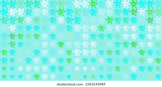 Light Green vector background with covid-19 symbols. Colorful  gradient illness symbols in simple abstract style. Design for biohazard warning.