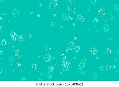 Light Green vector background with cuisine gourmet. Decorative illustration with food on abstract template. Pattern for ads of breakfast, lunch, dinner.