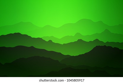 Light Green vector background with curved circles. Modern gradient abstract illustration with bandy lines. Mountain design for your web site.