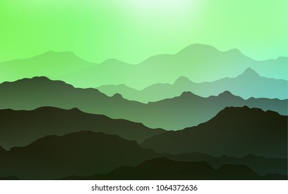 Light Green vector background with curved circles. Creative geometric illustration in mountain style with gradient. The elegant pattern for brand book.