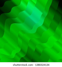 Light Green vector background with curved lines. Colorful illustration with curved lines. Pattern for commercials, ads.