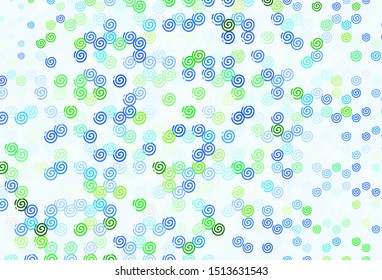 Light Green vector background with curved lines. Creative illustration in halftone style with gradient. Template for cell phone screens.