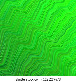 Light Green vector background with curved lines. Glitter abstract illustration with wry lines. A completely new design for your business.