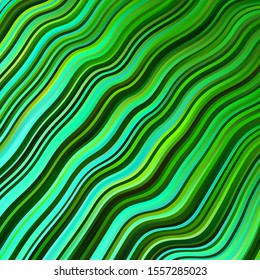 Light Green vector background with curved lines. Colorful abstract illustration with gradient curves. Template for your UI design.