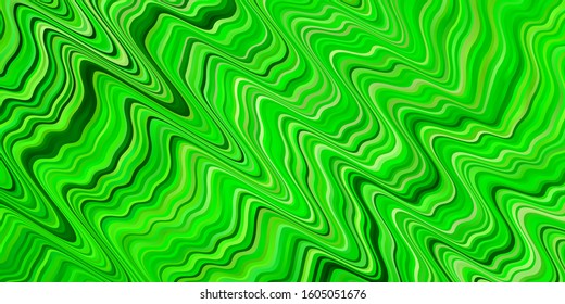 Light Green vector background with curved lines. Abstract illustration with bandy gradient lines. Pattern for ads, commercials.