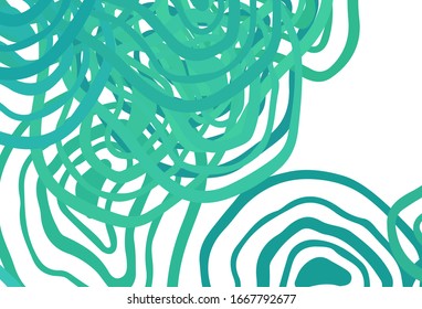 Hellgrüner Hintergrund der Vektorillustration mit abgerundeten Linien. Eine glänzende Illustration, die aus gekrümmten Linien besteht. Eine neue Textur für Ihre Anzeige, Broschüren, Broschüren.