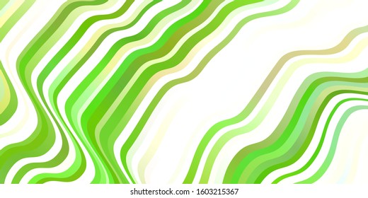 Light Green vector background with curves. Colorful abstract illustration with gradient curves. Pattern for booklets, leaflets.