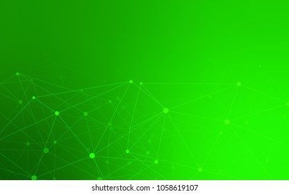 Light Green vector background with dots and lines. Glitter abstract illustration with connection of triangle structure. New design for ad, poster, banner of your website.