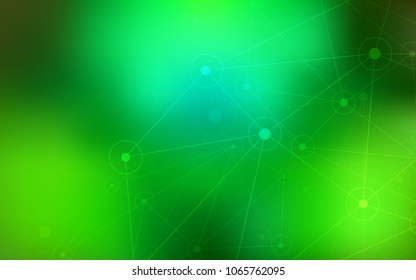 Light Green vector background with dots and lines. Glitter abstract illustration with connection of triangle structure. Pattern can be used as texture of wallpapers.